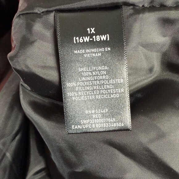 Swiss Tech Red Long Puffer Vest Womens Size 1X Hooded Sleeveless Outerwear - Picture 7 of 14